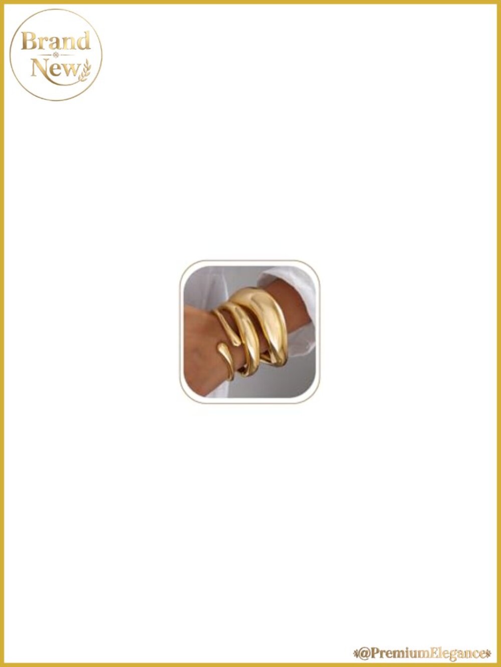 Chunky Gold Plated Stackable Bangle Bracelets Set for Women, Hinge Cuff Jewelry
